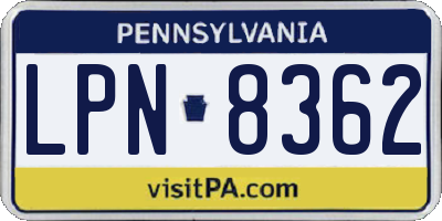 PA license plate LPN8362
