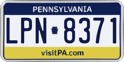 PA license plate LPN8371