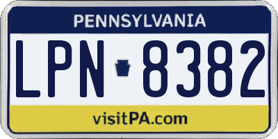 PA license plate LPN8382
