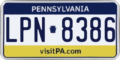 PA license plate LPN8386