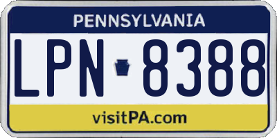 PA license plate LPN8388