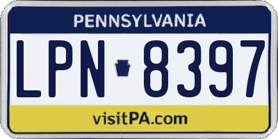 PA license plate LPN8397