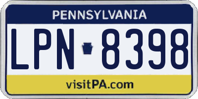 PA license plate LPN8398