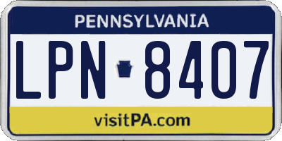 PA license plate LPN8407