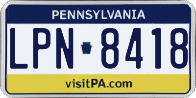 PA license plate LPN8418