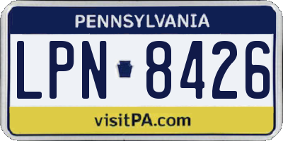 PA license plate LPN8426