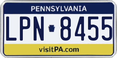 PA license plate LPN8455