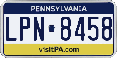PA license plate LPN8458