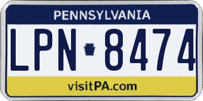 PA license plate LPN8474