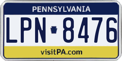 PA license plate LPN8476