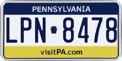 PA license plate LPN8478