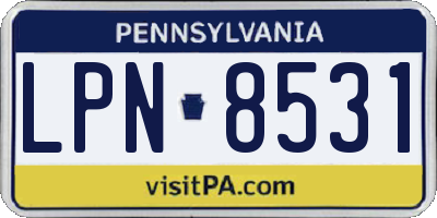 PA license plate LPN8531