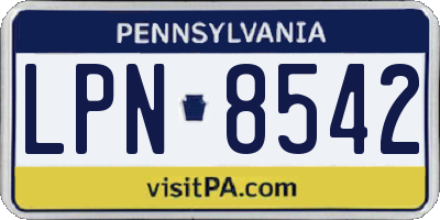PA license plate LPN8542