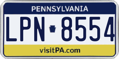 PA license plate LPN8554