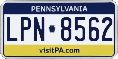 PA license plate LPN8562