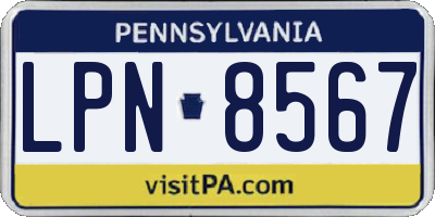 PA license plate LPN8567