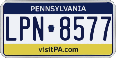 PA license plate LPN8577