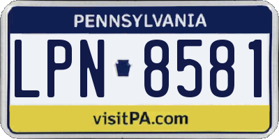 PA license plate LPN8581