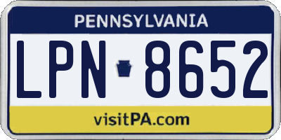 PA license plate LPN8652