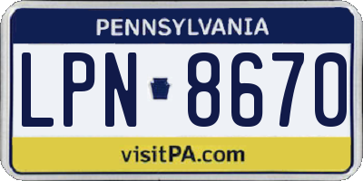 PA license plate LPN8670
