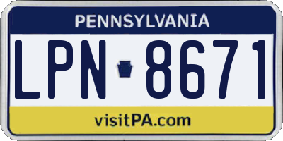PA license plate LPN8671