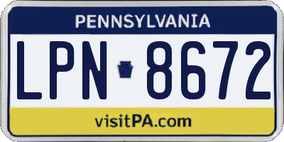 PA license plate LPN8672
