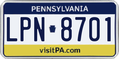 PA license plate LPN8701
