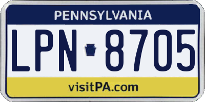 PA license plate LPN8705