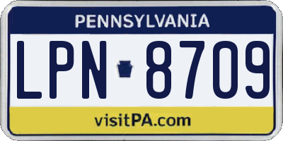 PA license plate LPN8709