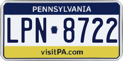 PA license plate LPN8722
