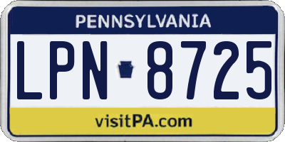 PA license plate LPN8725