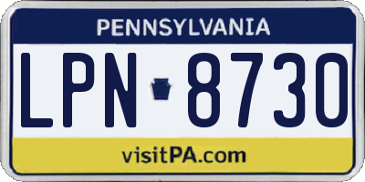 PA license plate LPN8730