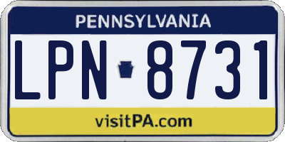 PA license plate LPN8731