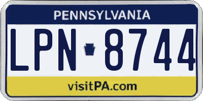 PA license plate LPN8744