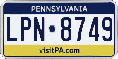 PA license plate LPN8749