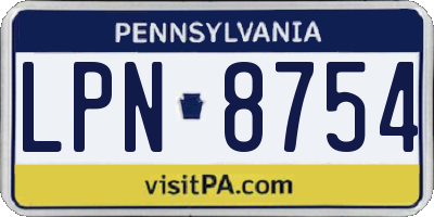 PA license plate LPN8754