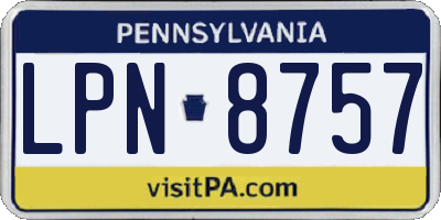 PA license plate LPN8757