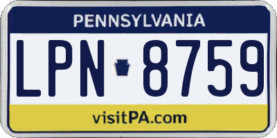 PA license plate LPN8759