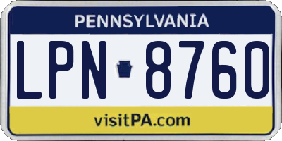 PA license plate LPN8760