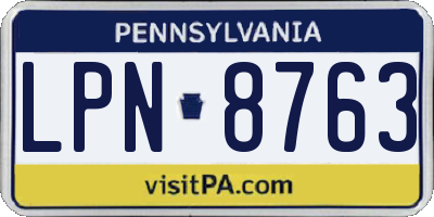 PA license plate LPN8763