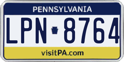 PA license plate LPN8764