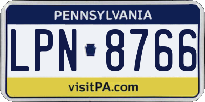 PA license plate LPN8766
