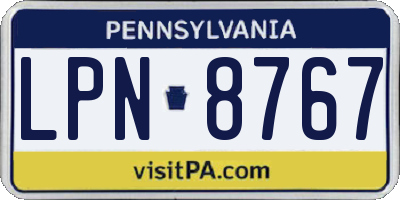 PA license plate LPN8767