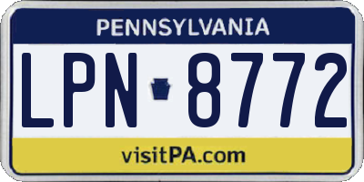PA license plate LPN8772