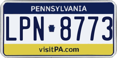 PA license plate LPN8773