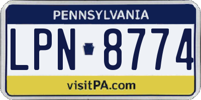 PA license plate LPN8774