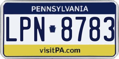PA license plate LPN8783