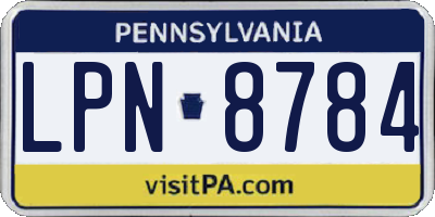 PA license plate LPN8784