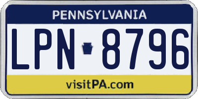 PA license plate LPN8796