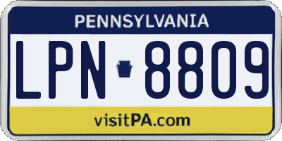 PA license plate LPN8809